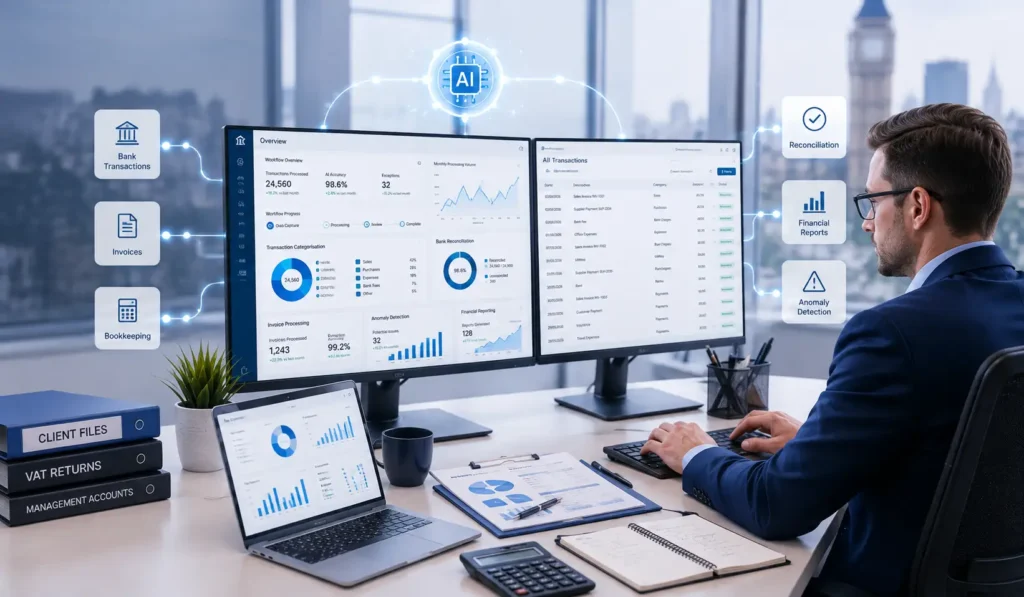 AI in Accounting: The Complete 2026 Guide for UK Accounting Firms 2 AI Powered Accounting Workspace