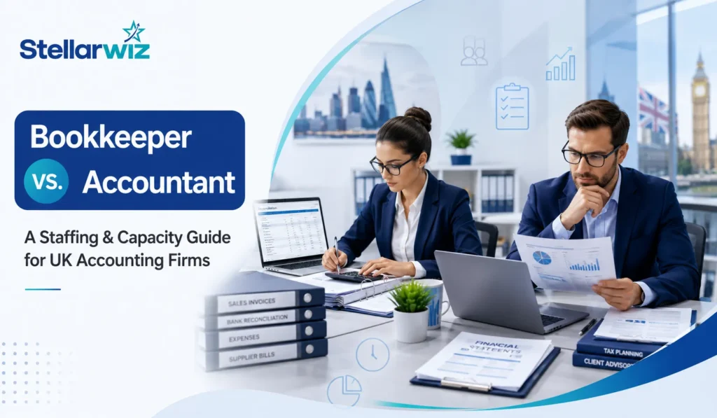 Bookkeeper vs. Accountant: A Staffing and Capacity Guide for UK Accounting Firms 1 bookkeeper VS accountant