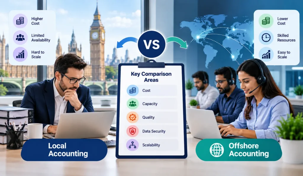 Offshore Accounting Services vs Local Accounting: Which Model Works Better for UK Practices? 2 Local vs Offshore Accounting Comparison